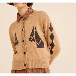 Rails Merino Wool Blend Mavie Cardigan Womens XS Horse Preppy Contemporary Layer